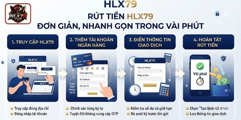 Rút tiền HLX79 đơn giản, nhanh gọn trong vài phút